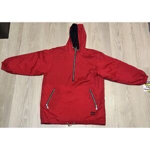 NWT VTG Pacific Trail 1/4 Zip Jacket Windbreaker w Hood Anorak Red Deadstock M
